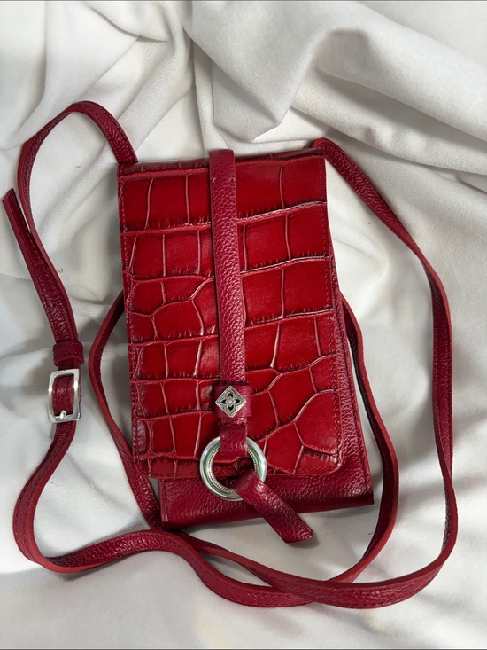 Brighton Red Leather Toledo Phone Organizer Crossbody Bag Adjustable Strap Purse